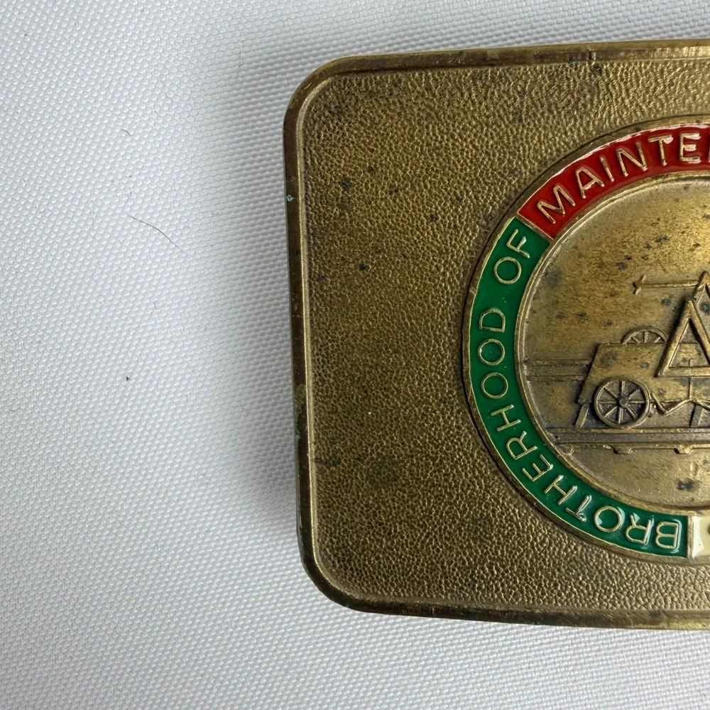 Vintage Brotherhood Maintenance‎ Way Employes BMWE Brass Belt Buckle Union Made